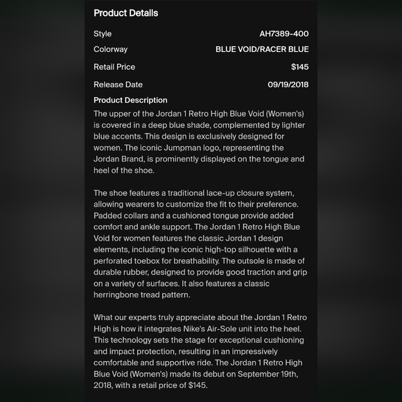 Womens Blue Void Jordan 1 High - Picture 10 of 10